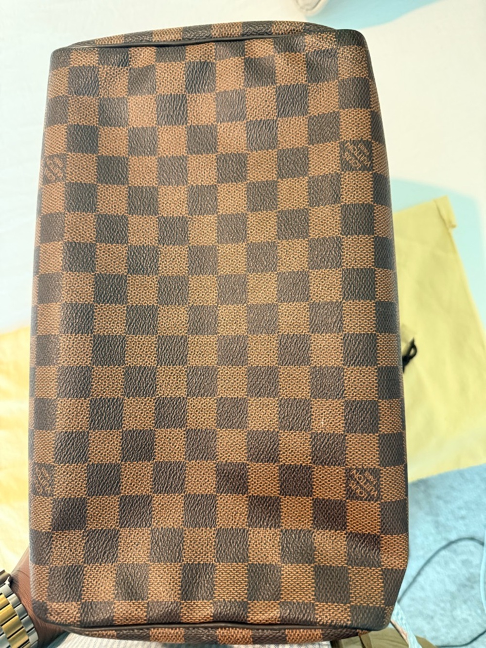 Louis Vuitton Damier Ebene Satchel 30 with Red Insert - Picture 5 of 6